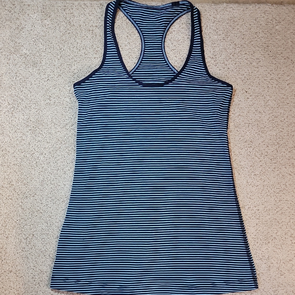 Lululemon Athletica Navy and White Striped Tank Top